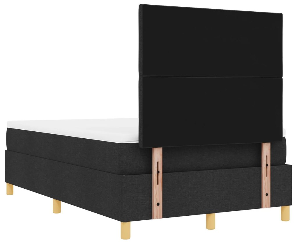 Cama Box Spring com Colchão e Banco Preto 120x200 cm Tecido