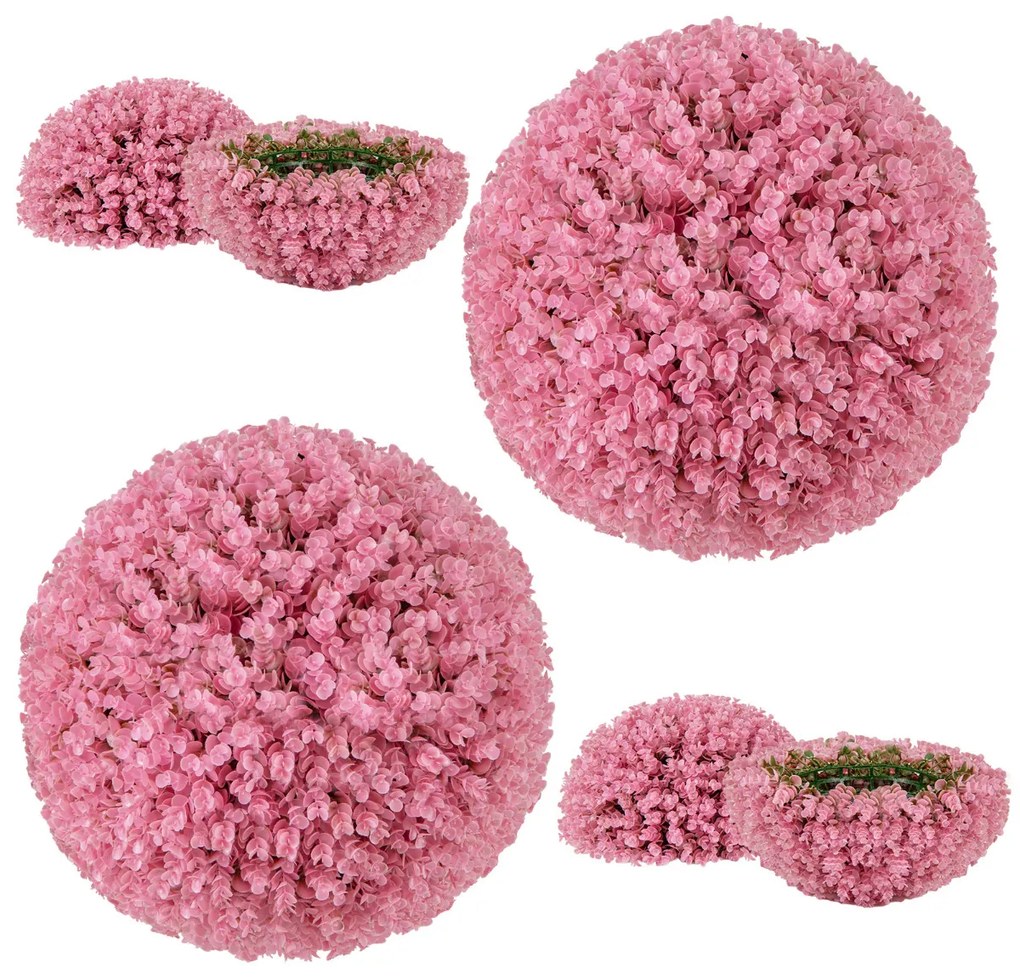 2 bolas artificiais de eucalipto sintético decorativo 44 cm com 7 camadas de folhas Bola de jardim cor-de-rosa