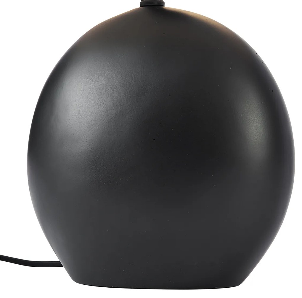 Candeeiro de Mesa Japandi Preto com Abajur de Linho - Timo