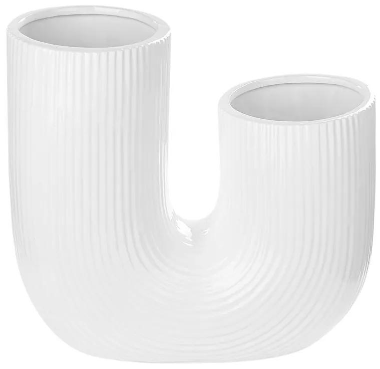 Vaso de cerâmica grés branca 23 cm MITILINI Beliani