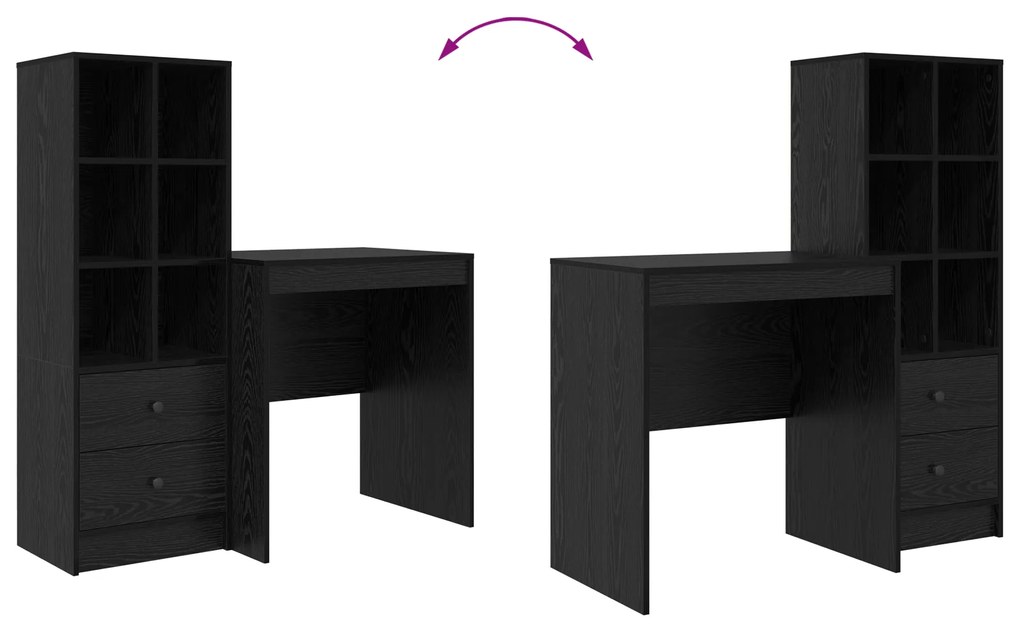 Mesa com Armazenamento Carvalho Preto Madeira de Engenharia