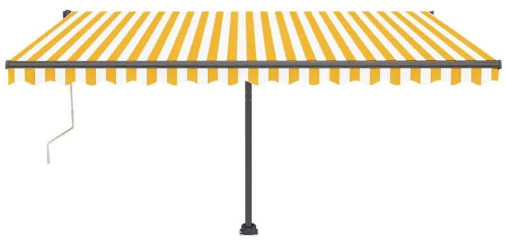 Toldo automático LED e sensor de vento 450x350cm amarelo/branco