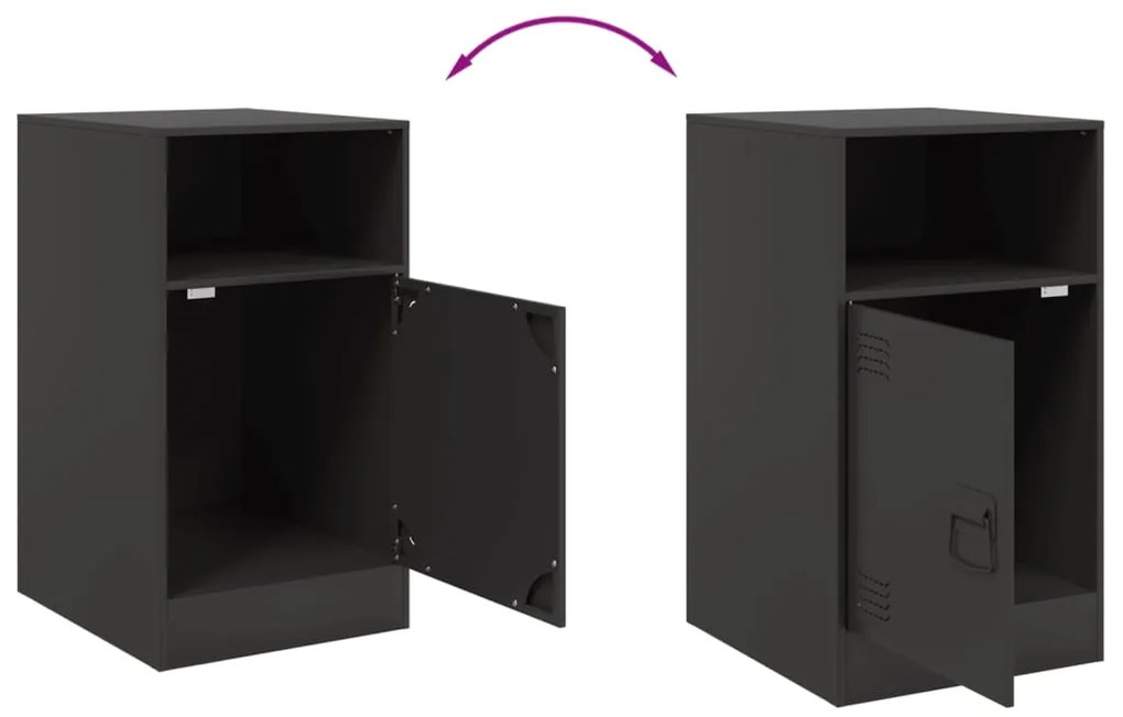 Mesas de cabeceira 2 pcs 34,5x39x62 cm aço preto