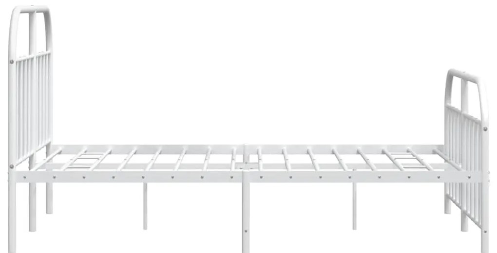 Estrutura de cama com cabeceira e pés 135x190 cm metal branco