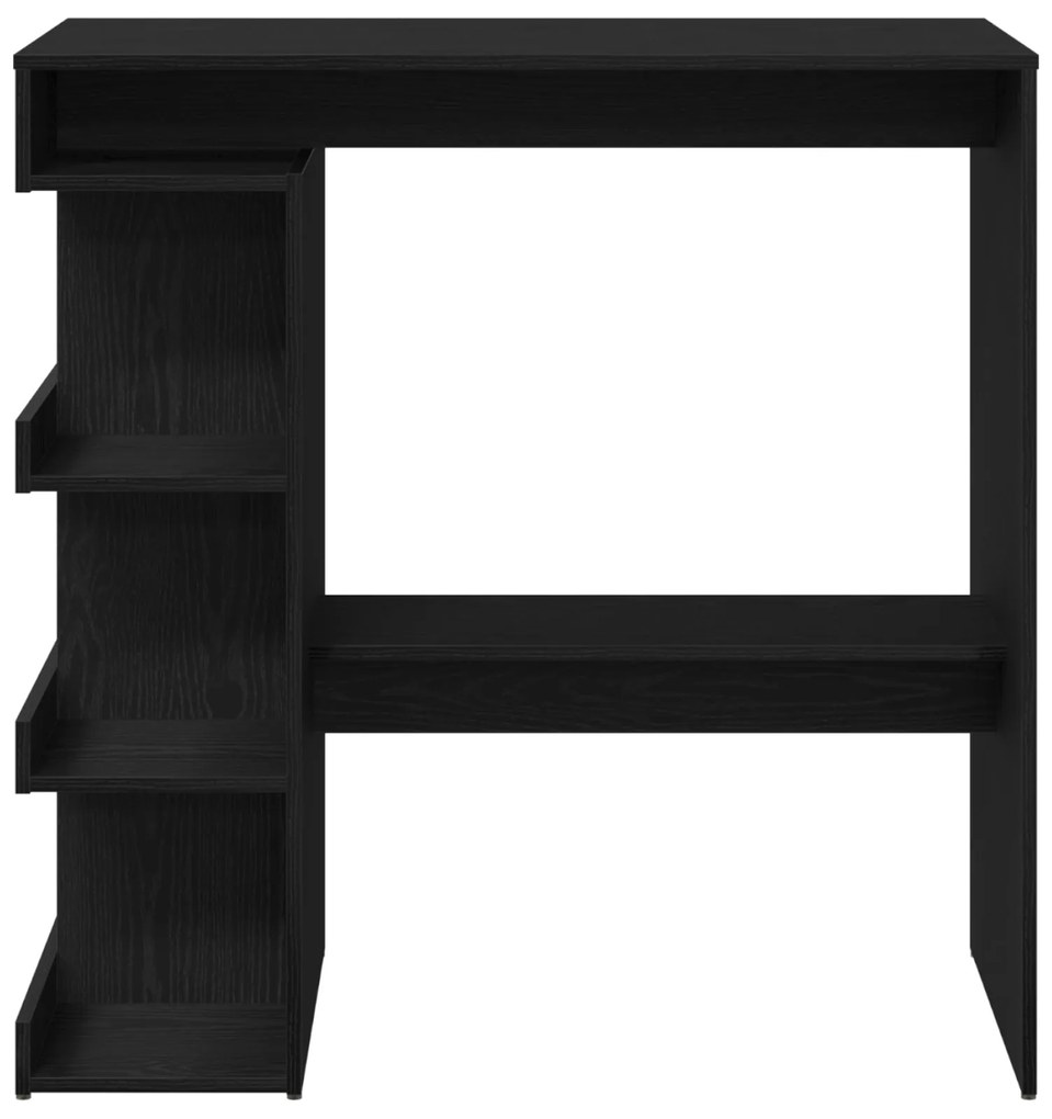 Mesa de Bar em Carvalho Preto com Prateleira de Armazenamento, 100x50x