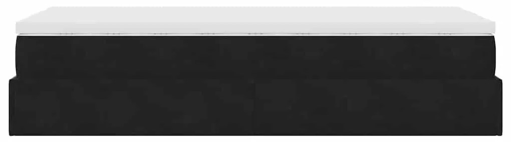 Estrutura de cama otomana com colchão preto 80x200cm veludo