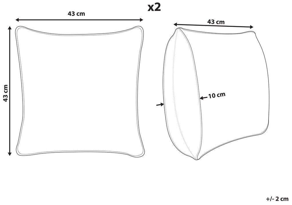Conjunto de 2 almofadas decorativas em bombazine branca creme 43 x 43 cm MILLET Beliani