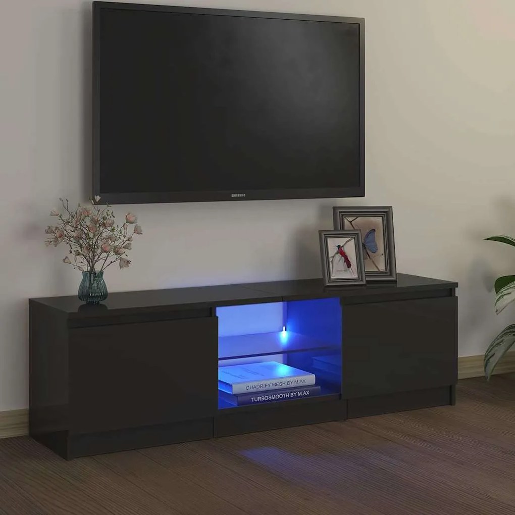 vidaXL Móvel de TV com luzes LED 120x30x36 cm cinzento