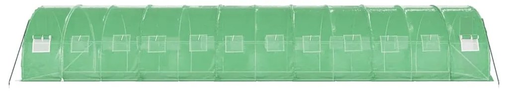 Estufa com estrutura de aço 36 m² 12x3x2 m verde