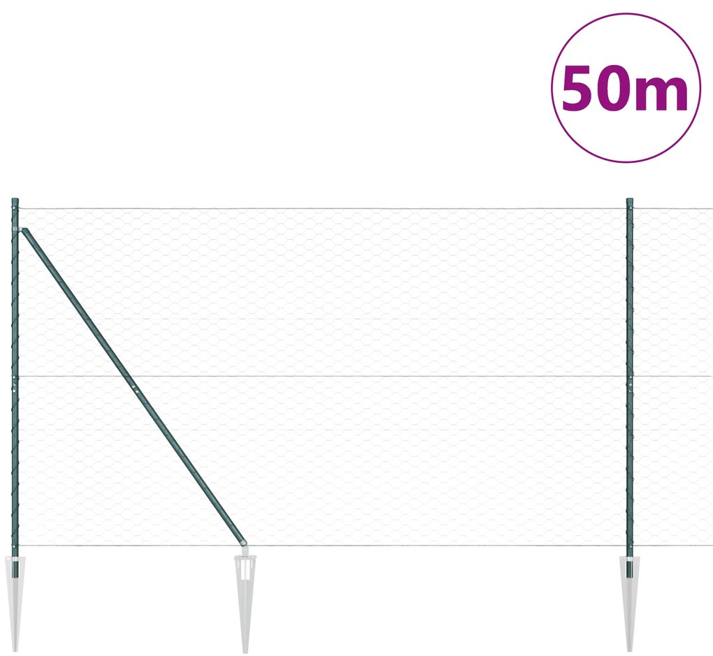 Cerca Hexagonal vidaXL Verde 1,5x50 m de Aço