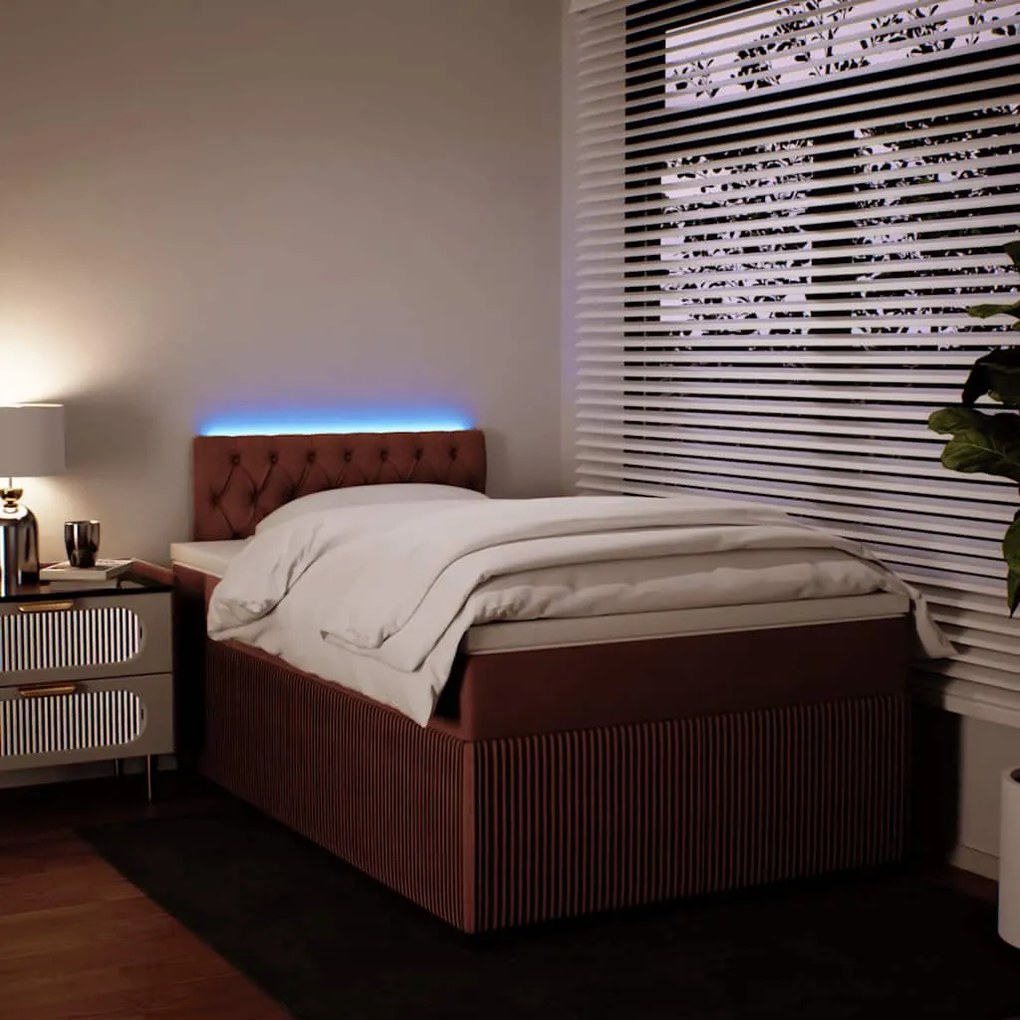 Cama boxspring com colchão 120x200 cm veludo rosa