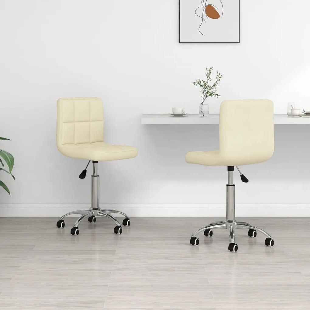 vidaXL Cadeiras de jantar giratórias 2 pcs tecido cor creme