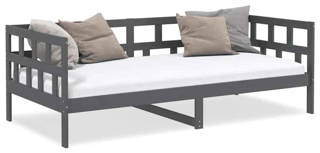 Sofá-cama 80x200 cm madeira de pinho maciça cinzento