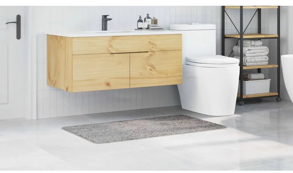 Tapete de Banho Retangular Cinzento 70x120 cm Polipropileno Antiderrap