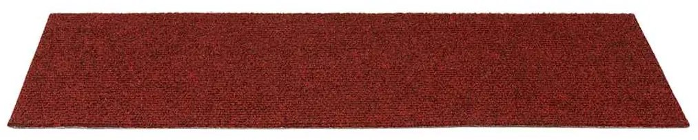 Tapetes de escada adesivos 30 pcs 60x25 cm retangular vermelho