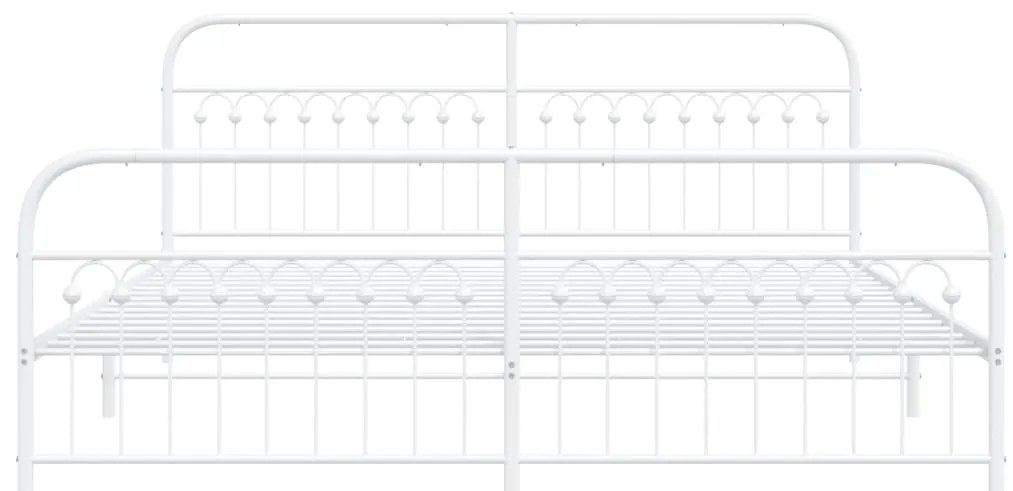 Estrutura de cama com cabeceira e pés 200x200 cm metal branco