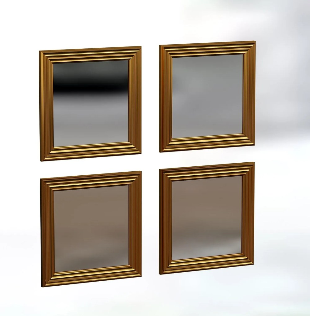 Conjunto de Espelhos Loza – Dourado – 40x40x3 cm