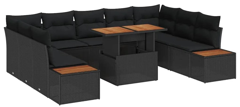 Conjunto de Jantar de Jardim com 10 Peças e Almofadas em Rattan Poly P