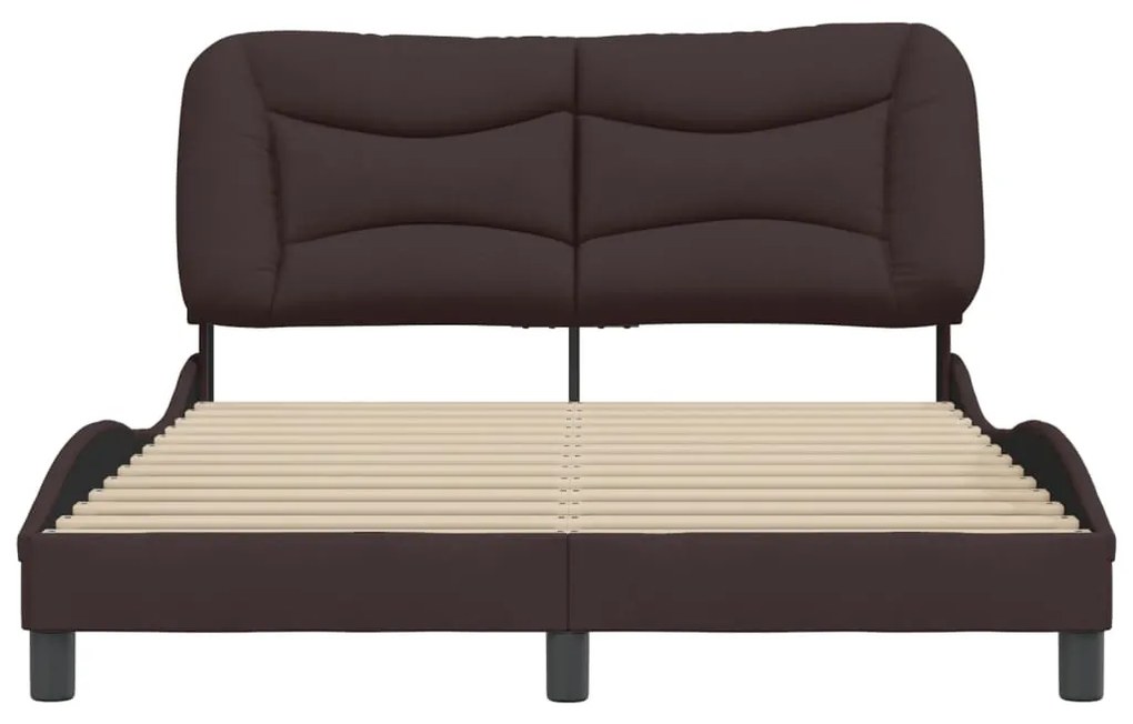 Estrutura de cama sem colchão 140x200 cm tecido castanho-escuro