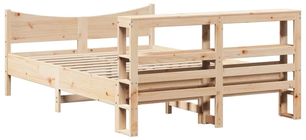 Estrutura de cama com cabeceira 120x200 cm pinho maciço