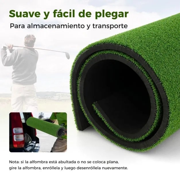 Tapete de golfe de relva sintética 3 em 1, para utilização no interior e no exterior 152 x 117 x 2,7 cm Verde