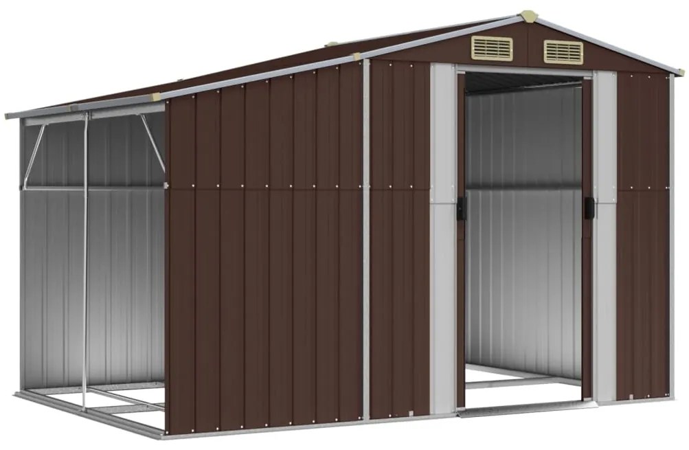 Abrigo de jardim 277x192,5x179 cm aço galvanizado castanho