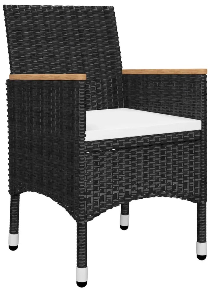 7 pcs conjunto de jantar para jardim preto