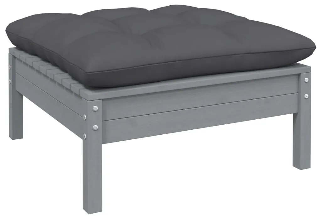 7 pcs conj. lounge de jardim com almofadões antracite pinho