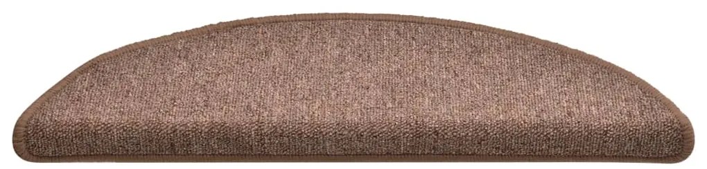 Tapete/carpete para degraus 15 pcs 56x17x3 cm castanho