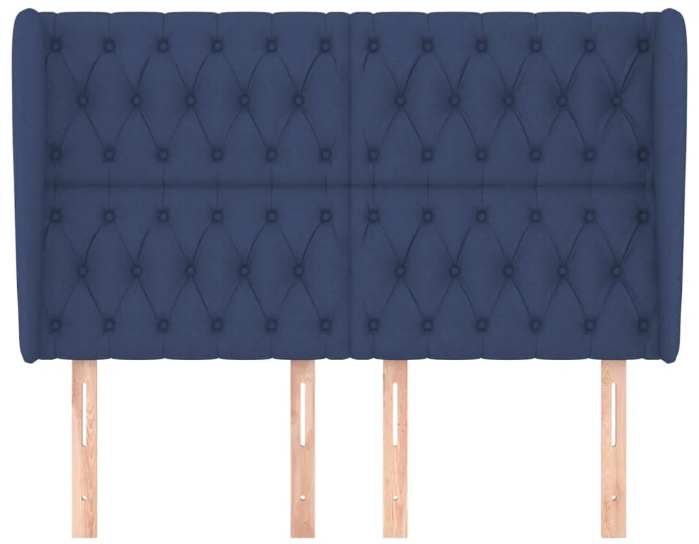 Cabeceira de cama c/ abas tecido 147x23x118/128 cm azul