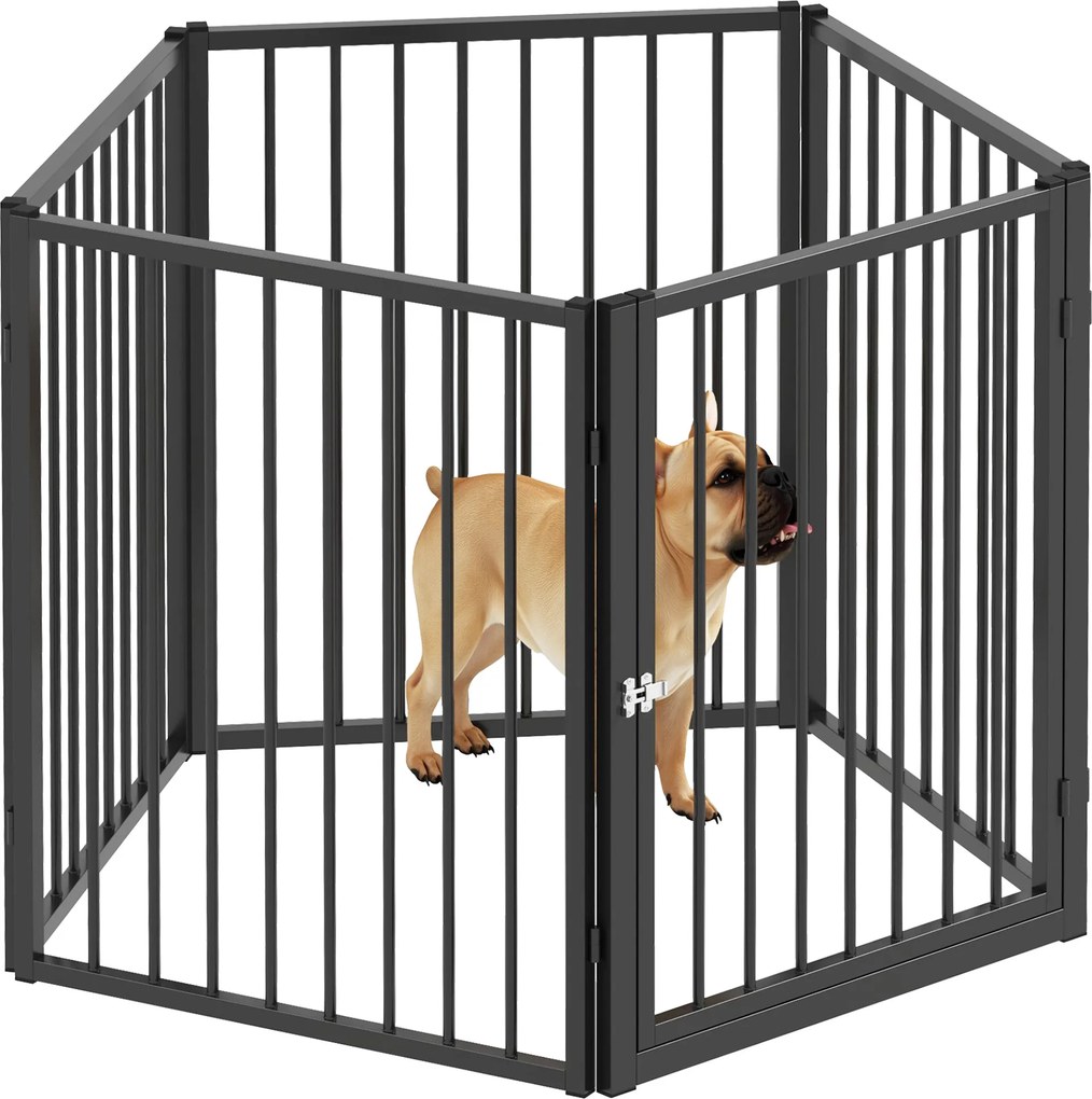 Parque para cães, parque para animais, 5 painéis 76 cm altura, vedação portátil dobrável, segura, preta