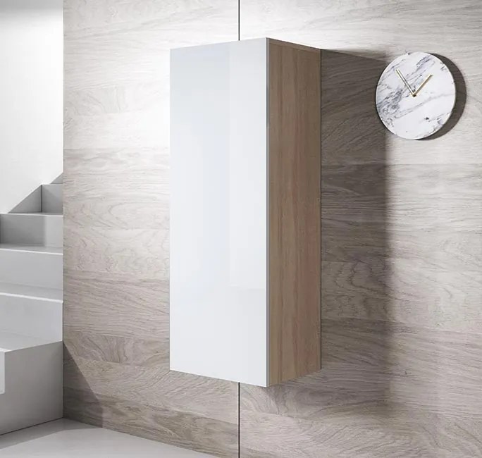 Armário de Parede Sintra – 40x126 cm – Branco e Sonoma
