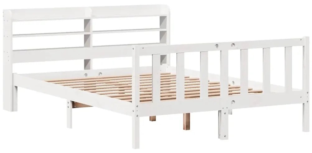 Cama sem colchão 140x190 cm madeira de pinho maciça branco