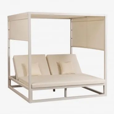 Cama Balinesa Reclinável Em Alumínio E Tecido Nasau Gardénia Branco - Sklum