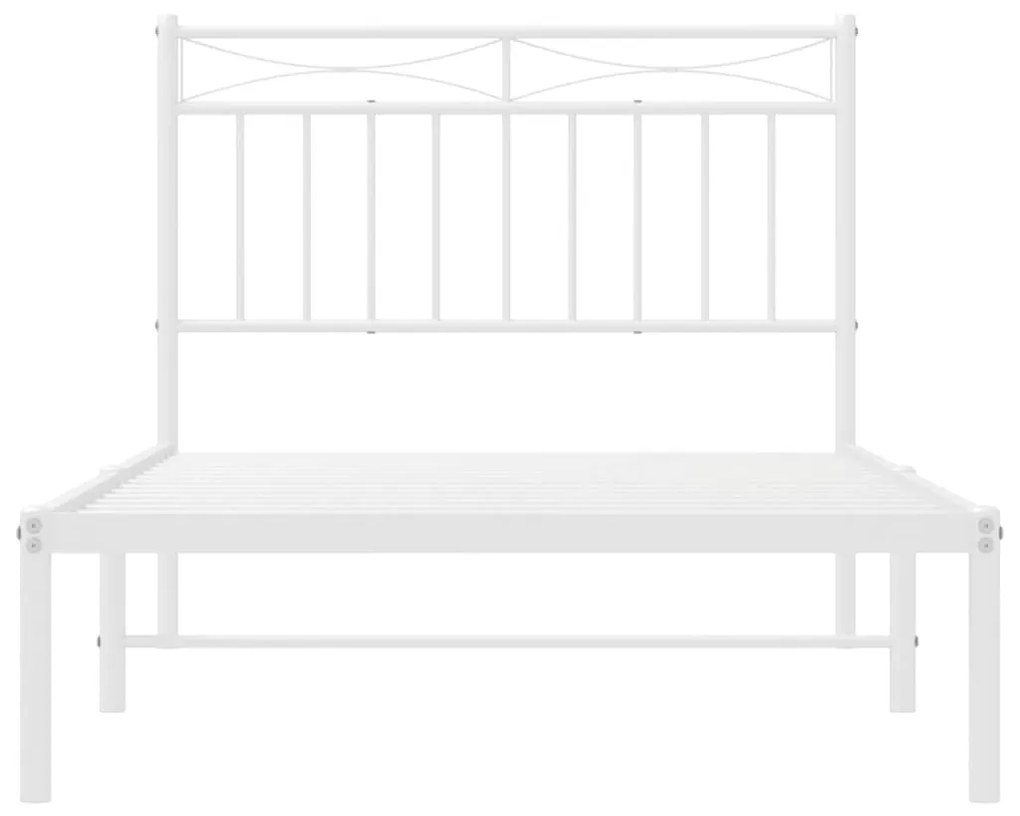 Estrutura de cama com cabeceira 100x190 cm metal branco