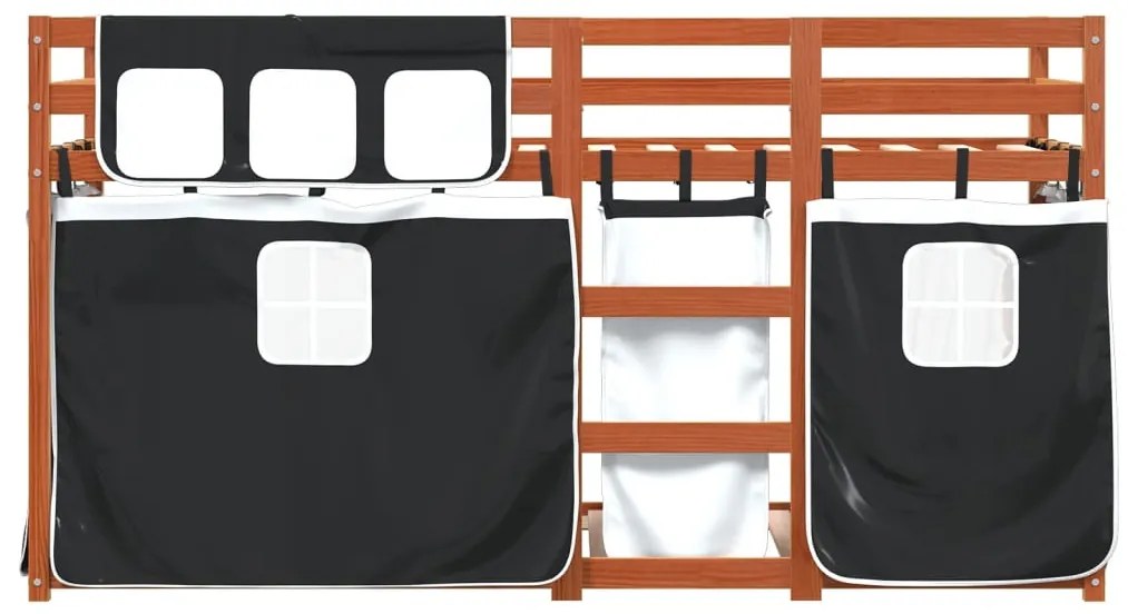 Beliche com cortinas 75x190 cm pinho maciço branco e preto