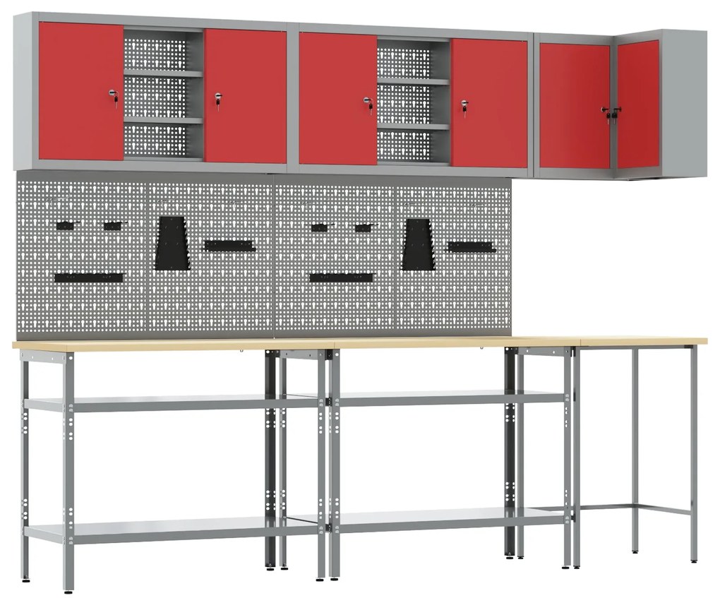 Conjunto de mesa para guardar ferramentas de 10 peças vidaXL - Madeira