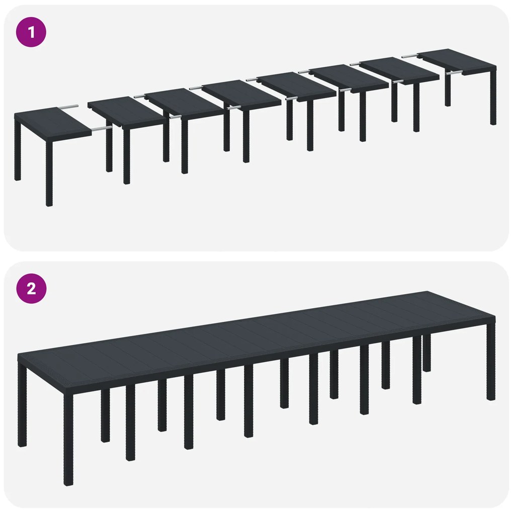 Conjunto de Jantar para Jardim vidaXL com 15 Peças e Almofadas Antraci