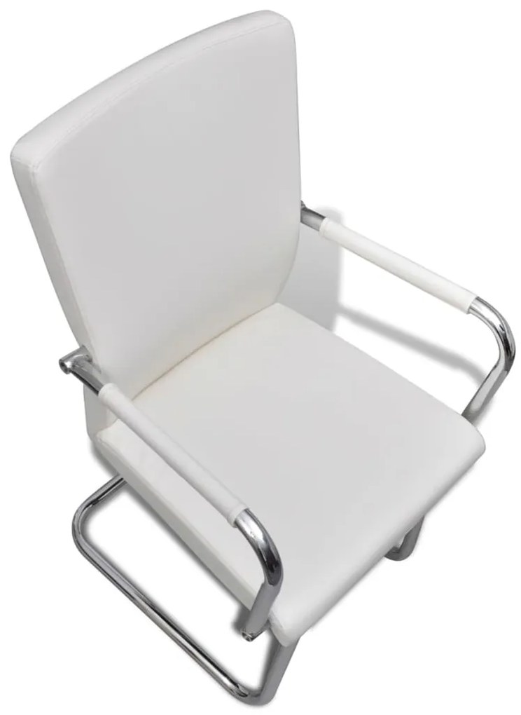 Cadeiras de jantar cantilever 2 pcs couro artificial branco
