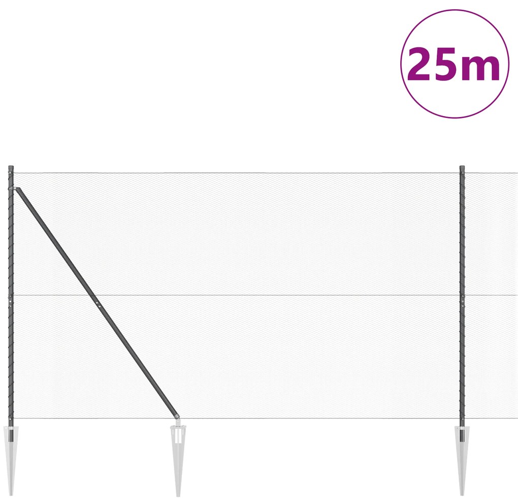 Conjunto de Cercas Conjunto de 2 Cinza Metal 25 x 1,5 m Durável