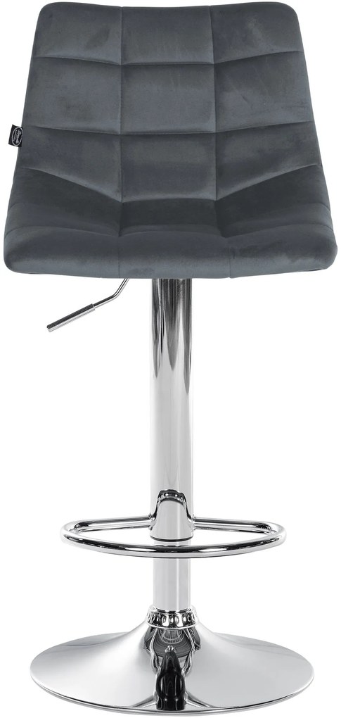 Conjunto de 2 bancos de bar Jerry em veludo com estrutura cromada 87-108,5 x 43 x 46,5 cm Cinzento escuro