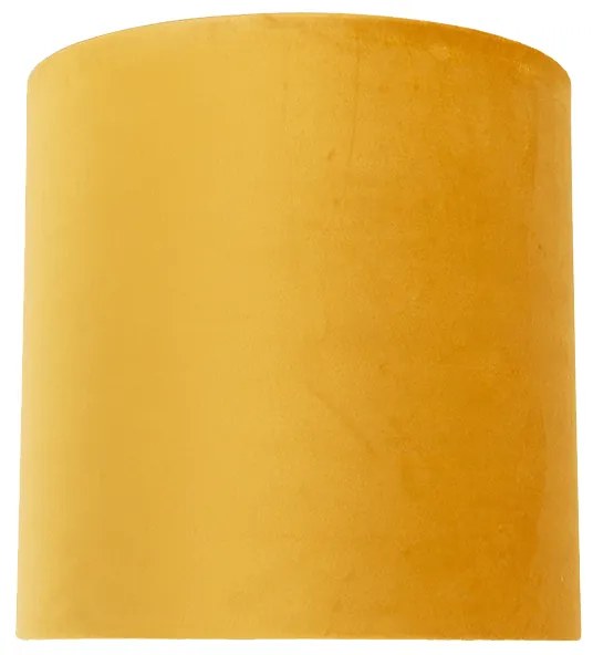 Abajur de veludo amarelo 25/25/25 com interior dourado