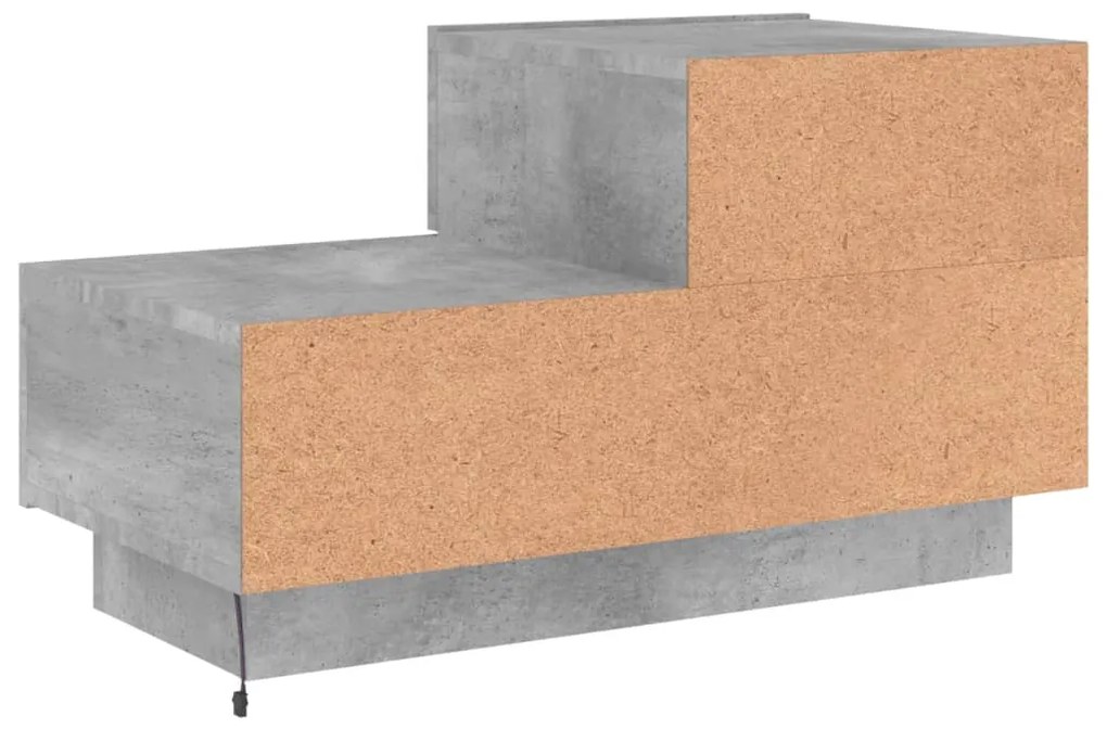 Mesa de cabeceira com luzes LED 70x36x40,5 cm cinzento-cimento
