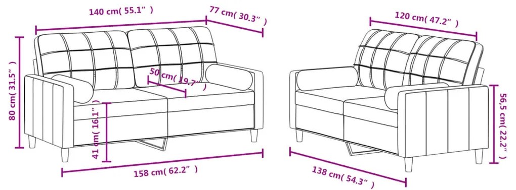 2 pcs conjunto de sofás com almofadas tecido cinzento-escuro