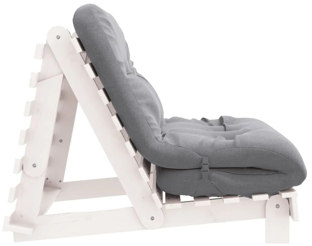 Sofá-cama futon com colchão 100x206x11 cm pinho maciço branco