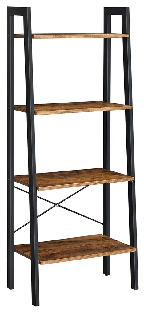 Estante em escada de design industrial 4 prateleiras 34 x 56 x 137,5 cm Castanho Vintage-preto