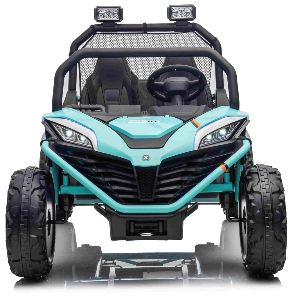 Carro elétrico para Crianças 24V 2 Lugares Buggy FASTER Rodas de EVA, Assento de couro Verde