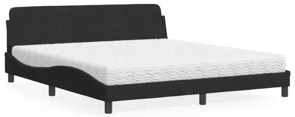 Cama com colchão 180x200 cm veludo preto