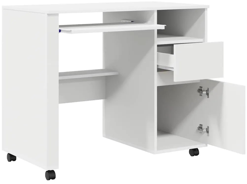Mesa de Computador Branca com Gavetas Branca