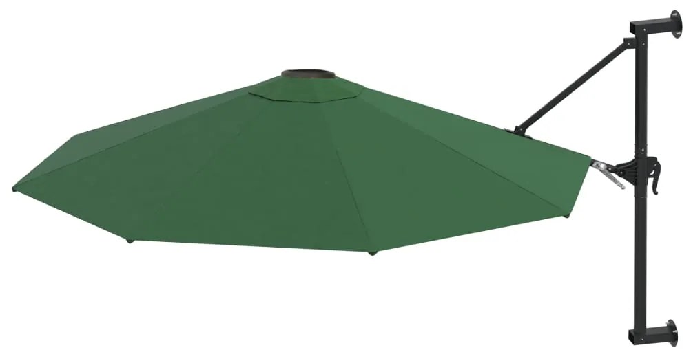 Guarda-sol de montar na parede com mastro metálico 300 cm verde